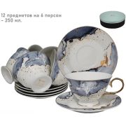 Чайный набор на 6 персон, 250 мл. Коллекция «Синий лес». Подарочная упаковка. Фарфор. 122-008