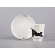 Чашка кофейная с блюдцем 165 мл, ф «Майская» рис. «Кошки-мышки» костяной фарфор