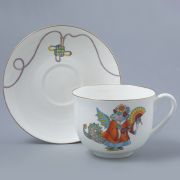 Чашка с блюдцем чайная 345 мл, ф «Ландыш» рис «Красавица Ли» костяной фарфор