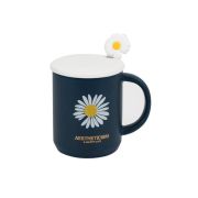 Кружка с ложкой и крышкой «Nice Daisy», синяя 370 мл